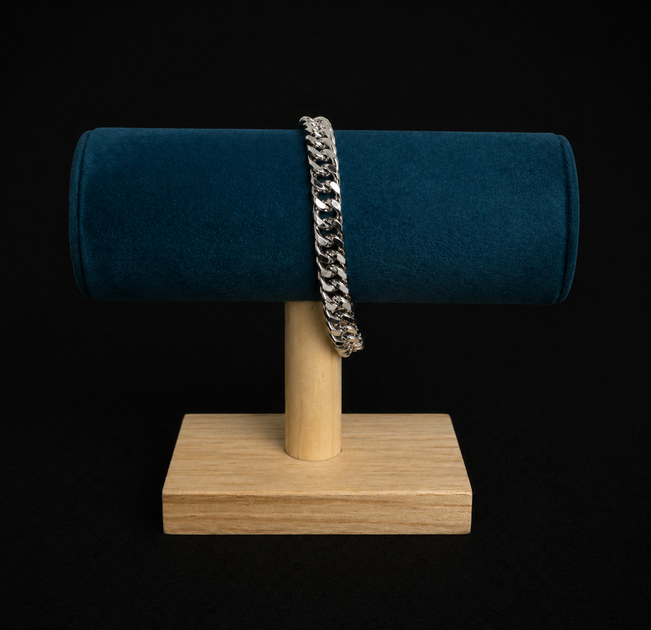 Pulsera Cubana Robusta Plana Plateado