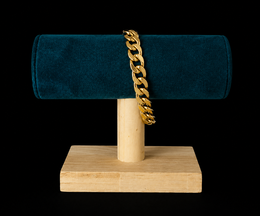 Pulsera Cubana Gruesa Dorado