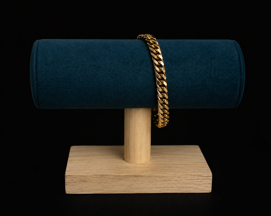 Pulsera Cubana Robusta Plana Dorado